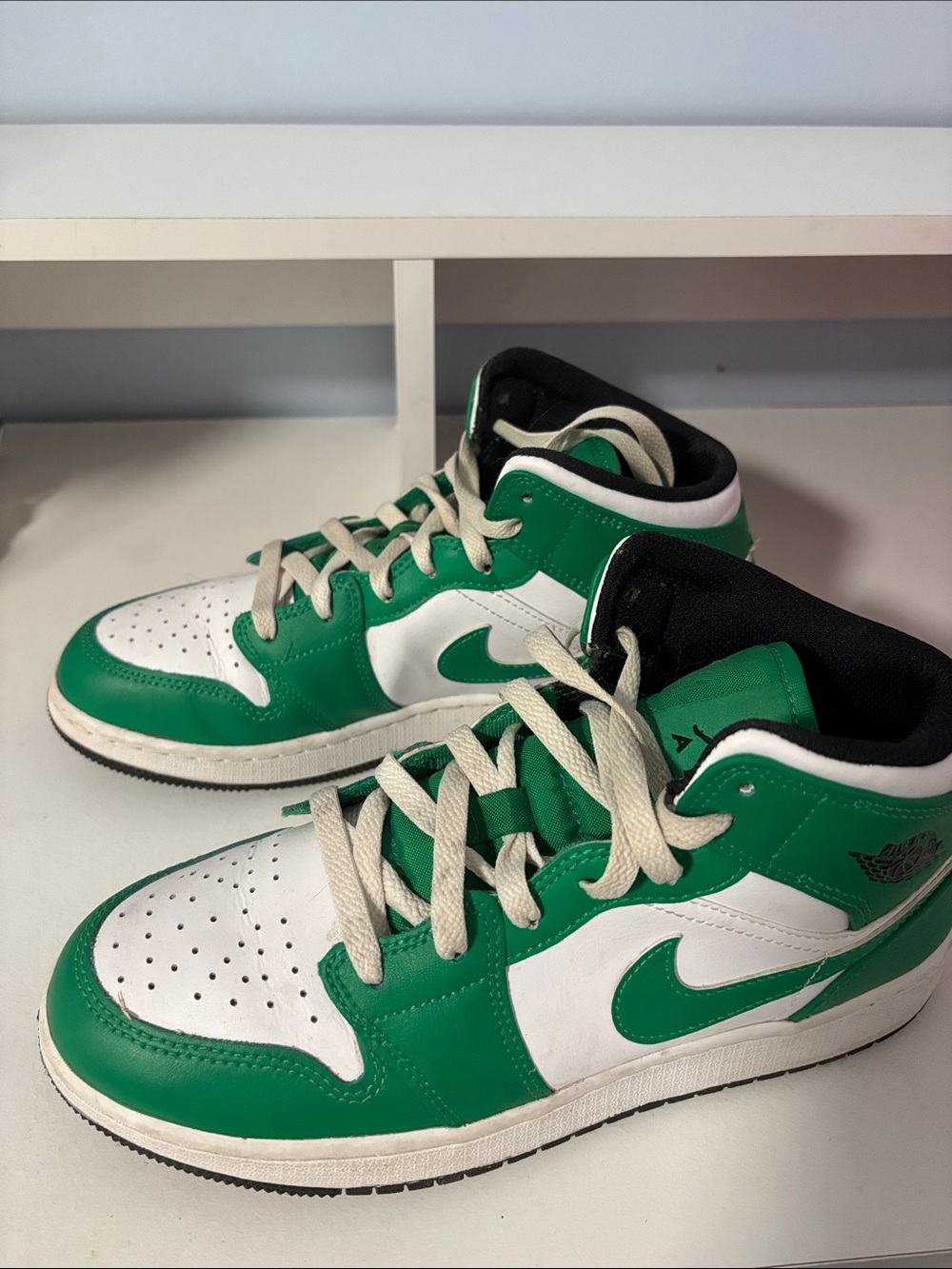 Nike Kids Green and White Mid-Top Sneakers - Picture 1 of 4